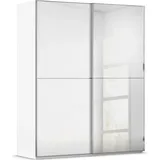 Rauch Schwebetürenschrank RAUCH "Kleiderschrank Schrank Garderobe Schlafzimmerschrank SCALE-DUO", weiß (alpinweiß, glas kristallweiß, griffleisten chrom), B:181cm H:223cm T:68cm, Holzwerkstoff, Schränke, Schwebetürenschrank, edle zweigeteilte Türen