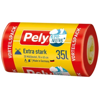 Mülleimer-Beutel Pely Zugband Müllbeutel Extra stark klimaneutral 35 Liter 30 Stück