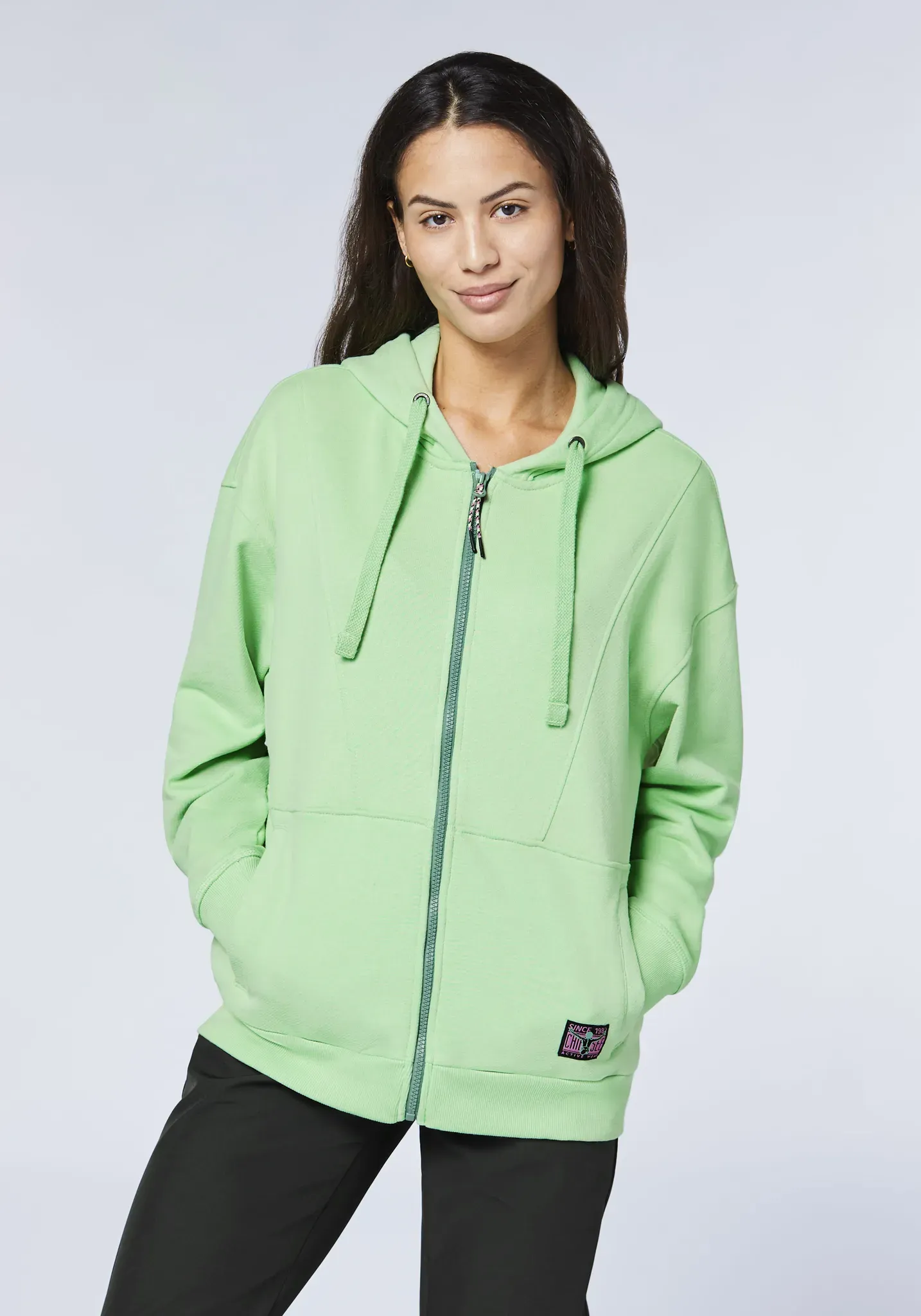 Kapuzensweatjacke CHIEMSEE, Damen, Gr. S (36), meadow, 88% Baumwolle, 12% Polyester, Sweatjacken