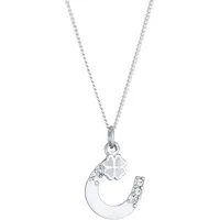 Elli Halskette Damen Anhänger Hufeisen Kleeblatt mit Kristallen in 925 Sterling Silber