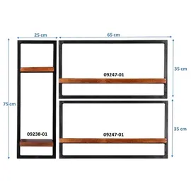SIT Möbel Panama Wandregal 95 x 25 x 75 cm Antikschwarz