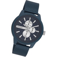 OOZOO Quarzuhr Oozoo Herren Armbanduhr Timepieces, Herrenuhr Metall, Mesharmband blau, rundes Gehäuse, groß (ca. 45mm) blau