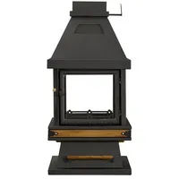 aea Eleganter schwarzer Edelstahl-Holz-Kamin in modernem Design,