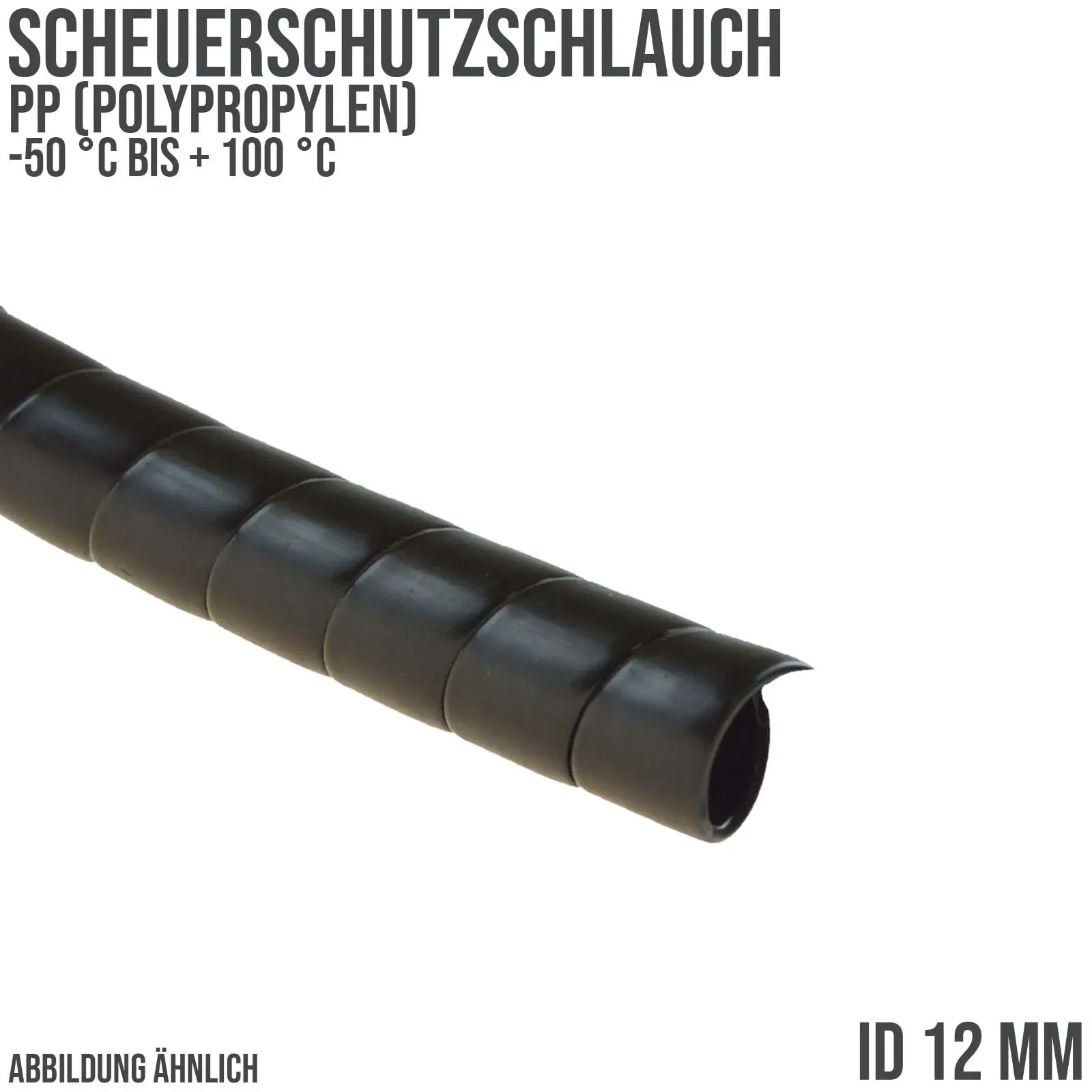 12 x 1,2 mm PP Scheuer Schutz Bündel Schlauch schwarz