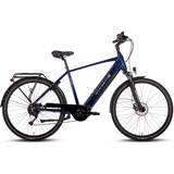 Saxonette E-Bike SAXONETTE "Deluxe Sport Man" E-Bikes Gr. 48 cm, 28 Zoll (71,12 cm), blau (nightblue glänzend) E-Bikes Pedelec, Elektrofahrrad für Herren, Cityrad