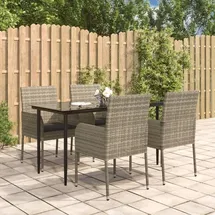 vidaXL Garten-Essgruppe 5-tlg. Schwarz/Grau