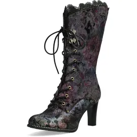 LAURA VITA Damen Stiefel florales Muster Spitze und Metallic Glanz Alcbaneo 351, Größe:40 EU, Farbe:Violett - Violett - 40