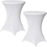 Baumarktplus 2er Set Stehtischhusse Stretch weiß Ø 80cm Tischhusse