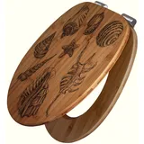 Banjado WC Sitz Bambus Holz Mit Gravur Toilettendeckel Mit Absenkautomatik Klodeckel WC-Sitz Soft Close Mit Motiv Muschel 5