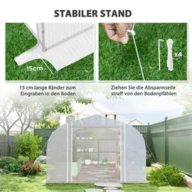 Outsunny Gewächshaus Stahl Weiß Folie 6 mm 18 m2