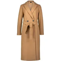 Zero Damen Mantel Wolloptik mit Bindegürtel 38, Cinnamon Swirl - 38