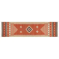 Beliani Teppich Gavar Orange 80 x 300 cm, Baumwolle Kelim