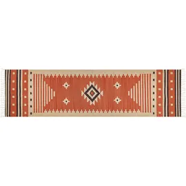 Beliani Teppich Gavar Orange 80 x 300 cm, Baumwolle Kelim