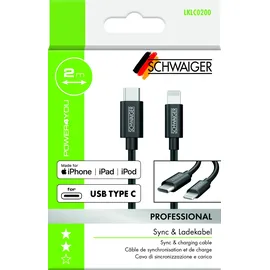Schwaiger USB-C auf Apple Lightning 2 m Schwarz