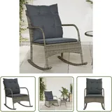 Garten-Schaukelstuhl mit Kissen Grau Poly Rattan - Gartenstuhl - Schaukelstuhl - Rattan Möbel - Gartenmöbel - Balkonmöbel - The Living Store