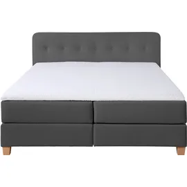 Home Affaire Boxspringbett »Fargo« inkl. Topper, in 3 Matratzenarten, in Samt- oder Strukturstoff grau