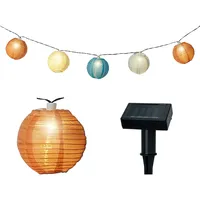Lumineo LED Solar Lichterkette Lampions 4,5m Nylon Bunt /