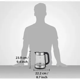 ANSIO Wasserkocher Liter mit LED-Beleuchtung Sockel, Abschaltautomatik, Schnellkochfunktion Wasserstandsanzeige beleuchtet BPA Frei (Klar Glas, 1.7 2200W Edelstahl BPA-Frei