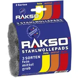 RAKSO Stahlwolle Polier- und Schleifpads 3 St.