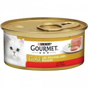 Gourmet Gold Mousse met rund kattenvoer  2 trays (48 x 85 g)