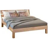 Coemo Massivholzbett Natur, Holz, 80x200 cm mit Kopfteil Farbe: Buche