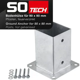 SOTech Bodenanker zum Aufschrauben 90 x 152 mm Silber/Stahl