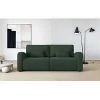 OTTO home 3-Sitzer OTTO HOME "JIGGS wahlweise Schlafsofa mit Bettkasten, Maße B/H/T: 228/96/110 cm", grün (dunkelgrün), B:228cm H:96cm T:110cm, 100% Polyester, Sofas, Sofa mit Wellenunterfederung, enthält 2 Rückenkissen und 2 Zierkissen