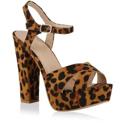 Damen Plateau Sandaletten in Leopard