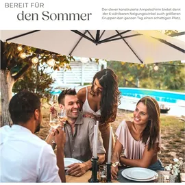 Tectake Ampelschirm Ø 300 cm Beige inkl. Schutzhülle und Fußpedal