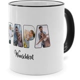 PhotoFancy® - Fototasse 'Papa' - Personalisierte Tasse mit eigenem Foto und Text selbst gestalten - Schwarz