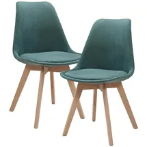 [en.casa] Esszimmerstuhl Fläten Cord dunkelgrün 2er Set