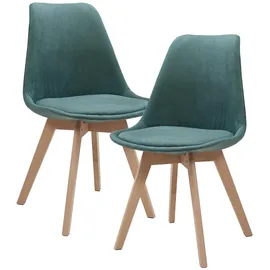[en.casa] Esszimmerstuhl Fläten Cord dunkelgrün 2er Set