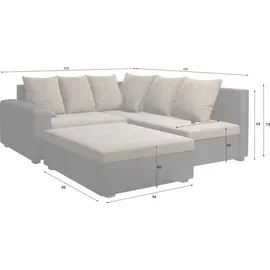 Fun Möbel Ecksofa Sofa NINA inkl.Hocker Weiss / Schwarz Ottomane Rechts - Schwarz