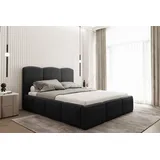 Fun Möbel Polsterbett Doppelbett DUNIA Komplettset in Stoff Opera Velvet Schwarz 140x200cm
