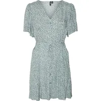 Vero Moda Damen Viskose Mini-Kleid Kurzarmkleid mit Punkten VMAlba 10292845 Laurel L
