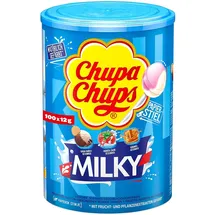 Chupa-Chups Lutscher Milky Schlemmerlutscher, Kakao-Vanille, Erdbeer-Sahne, & Karamell, 100 Stück