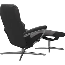 Stressless Stressless® »Consul« Set, Relaxsessel mit Hocker, mit Hocker, mit Cross Base, Größe S, M & L, Holzakzent Schwarz grau