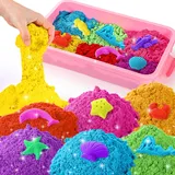 sikmcle Spielsand, Mehrfarbig Formbarer Sand Playset, Enthält 3500g Formbarer Sand in 7 Farben und eine Aufbewahrungsbox für kreative Spielsand für Drinnen (Rosa)