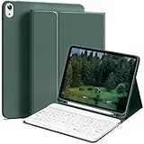IAMKHO Tastatur Hülle für iPad (A16) 11 Zoll 2025 & iPad 10. Generation 10,9 Zoll 2022, Magnetische Abnehmbare Tastatur QWERTZ-Layout Keyboard Hülle, Schutzhülle mit TPU Rückschale, Dunkelgrün