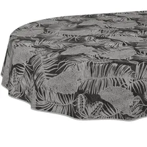 ANRO Wachstuchtischdecke Oval 200 x 140 cm Grau