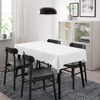 Tischdecke, Rechteckige Tischtuch, 120 × 140cm, Weiß, 100% Polyesterfaser, Einfarbig, Pflegeleicht Waschbar