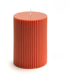 Kerze Strie Kleines Modell terra x6 - Orange Rund Wachs Amadeus 7x7 cm