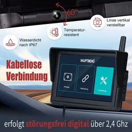 CARMATRIX Rückfahrkamera HD Solar Funk mit 5" Monitor
