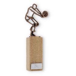 Pokal Konturfigur Volleyballer altgold auf Sandstein 24,5cm