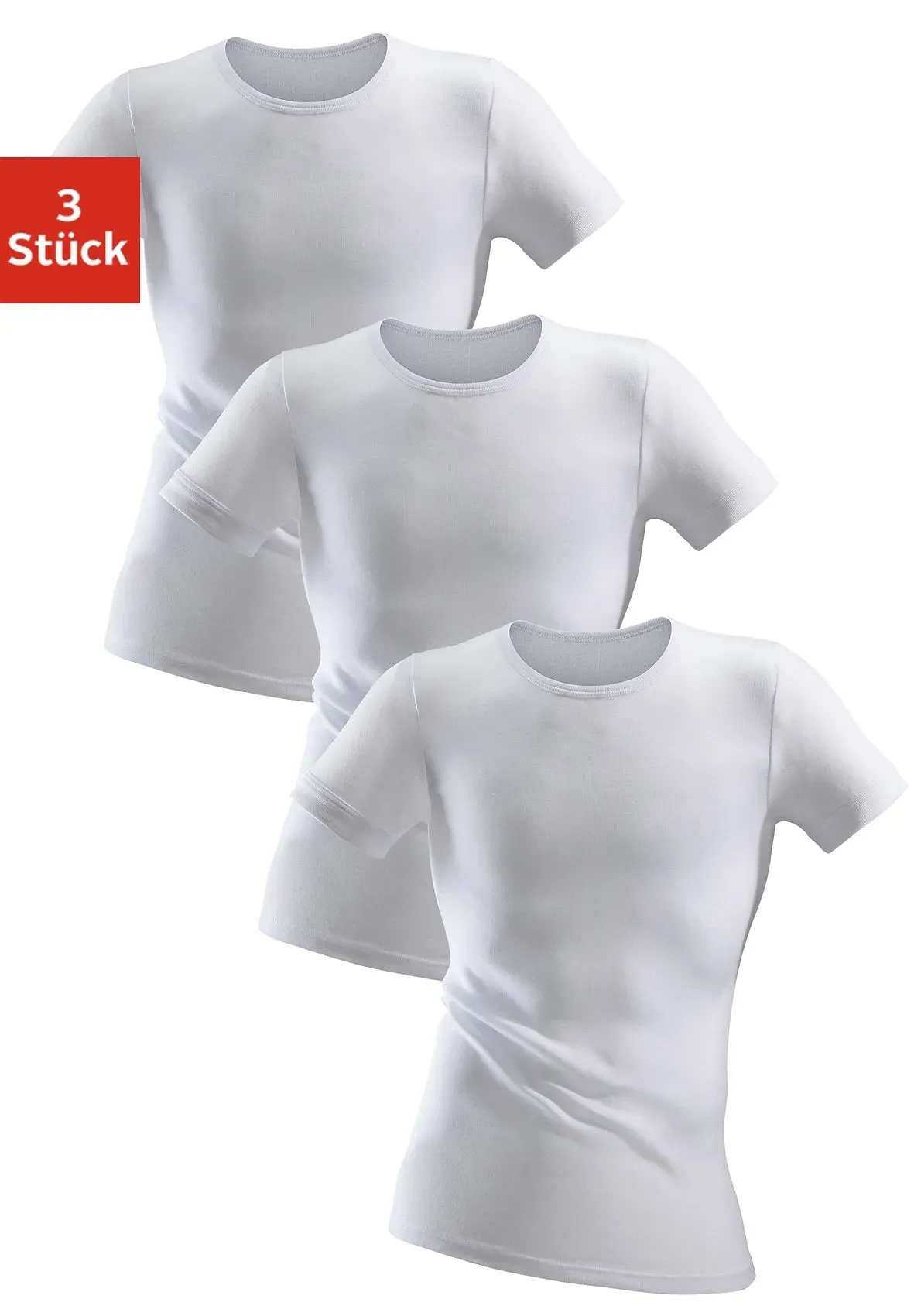 Unterziehshirt CLIPPER, Herren, Gr. 8, 3 Stk., N-Gr, weiß, Feinripp, Obermaterial: 100% Baumwolle, unifarben, körpernah, Rundhals, Unterhemden, schlichtes Basic für jeden Tag - in Feinripp, Unterziehshirt, T-Shirt