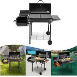 Freistehend Holzkohlegrill 147x70x126cm Edelstahl Grillwagen Thermisches Netz Standgrill Smoker Grill Für Freien, Grillpartys, Picknicks, Partys, Camping