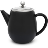 Bredemeijer kleine schwarze doppelwandige Edelstahl Teekanne 1.1 Liter mit Filtersieb - zur Aufbereitung von losem Tee
