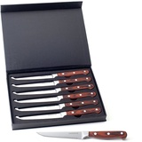 Hanseküche Steakmesser Set – 6x Hochwertige Steakmesser mit Holzgriff – Edles Besteck Set aus rostfreiem Spezialklingenstahl mit Wellenschliff und Geschenkbox (Braun)