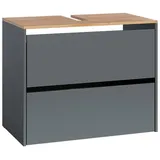 Vicco Waschbeckenunterschrank Viktor 2 Schubladen 80,2 x 65 x 45,5 cm Anthrazit/Goldkraft Eiche