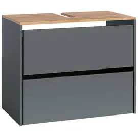 Vicco Waschbeckenunterschrank Viktor 2 Schubladen 80,2 x 65 x 45,5 cm Anthrazit/Goldkraft Eiche